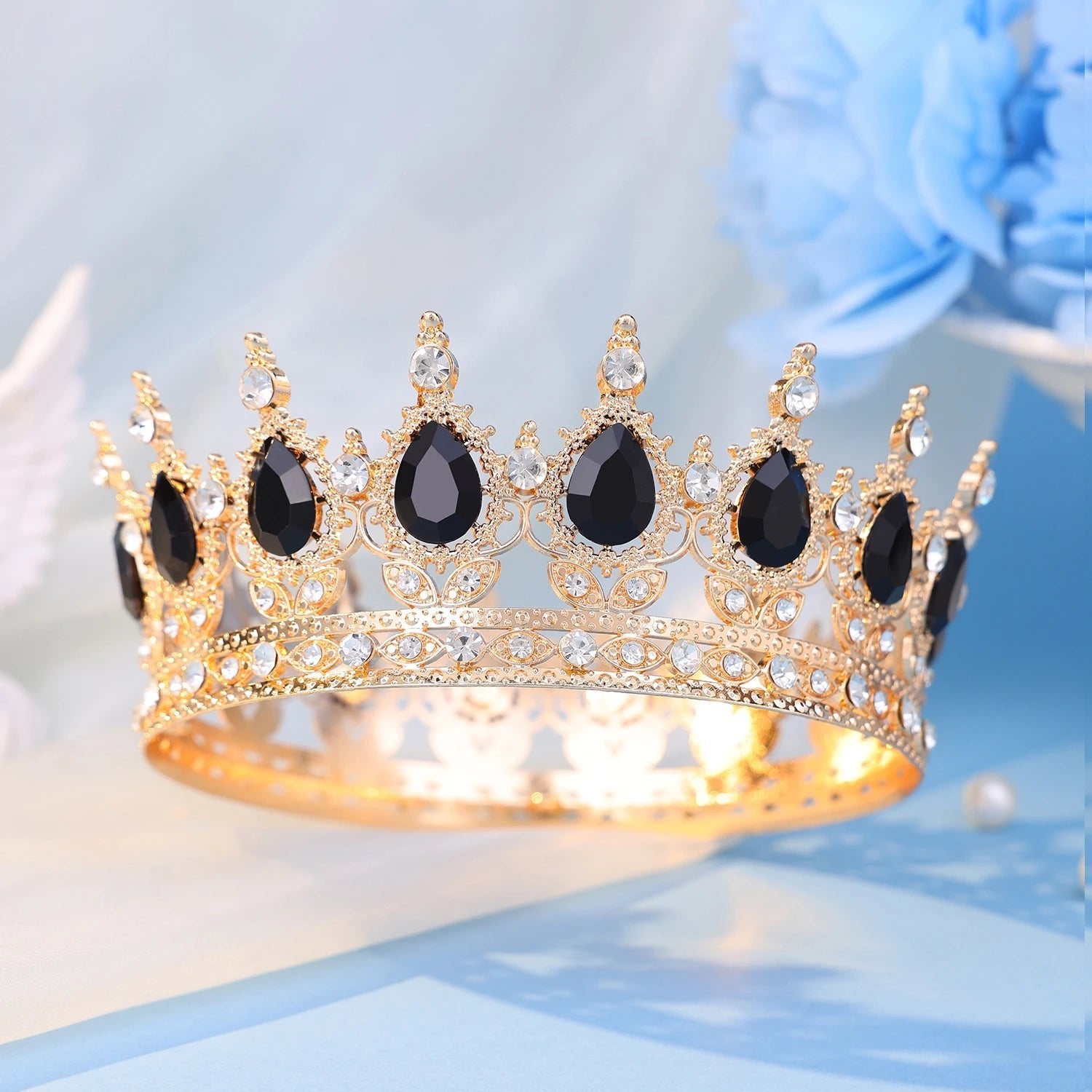 Baroque Round Crystal Tiaras And Crowns Headband Rhinestone Prom Diadem Crown Bridal Wedding Hair Accessories Jewelry Crown Gift - PrimeNest