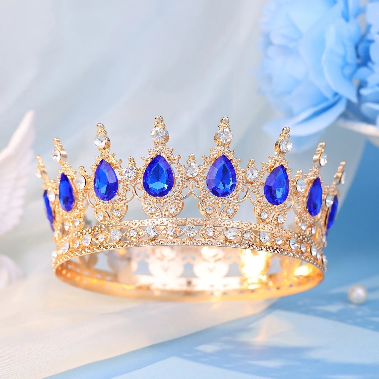 Baroque Round Crystal Tiaras And Crowns Headband Rhinestone Prom Diadem Crown Bridal Wedding Hair Accessories Jewelry Crown Gift - PrimeNest