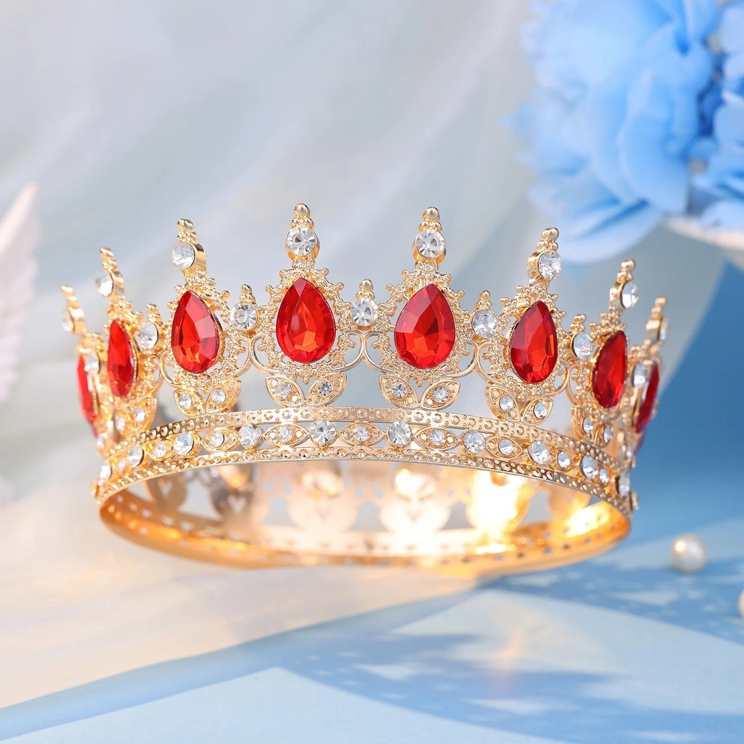 Baroque Round Crystal Tiaras And Crowns Headband Rhinestone Prom Diadem Crown Bridal Wedding Hair Accessories Jewelry Crown Gift - PrimeNest