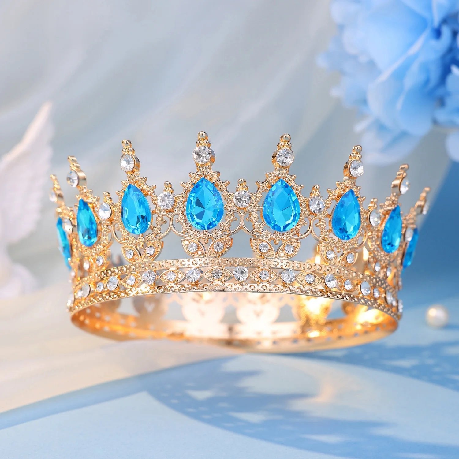 Baroque Round Crystal Tiaras And Crowns Headband Rhinestone Prom Diadem Crown Bridal Wedding Hair Accessories Jewelry Crown Gift - PrimeNest