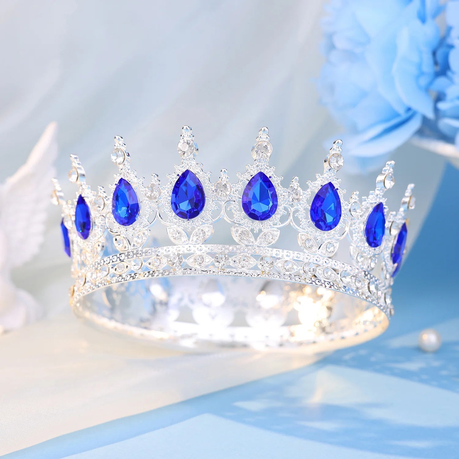 Baroque Round Crystal Tiaras And Crowns Headband Rhinestone Prom Diadem Crown Bridal Wedding Hair Accessories Jewelry Crown Gift - PrimeNest