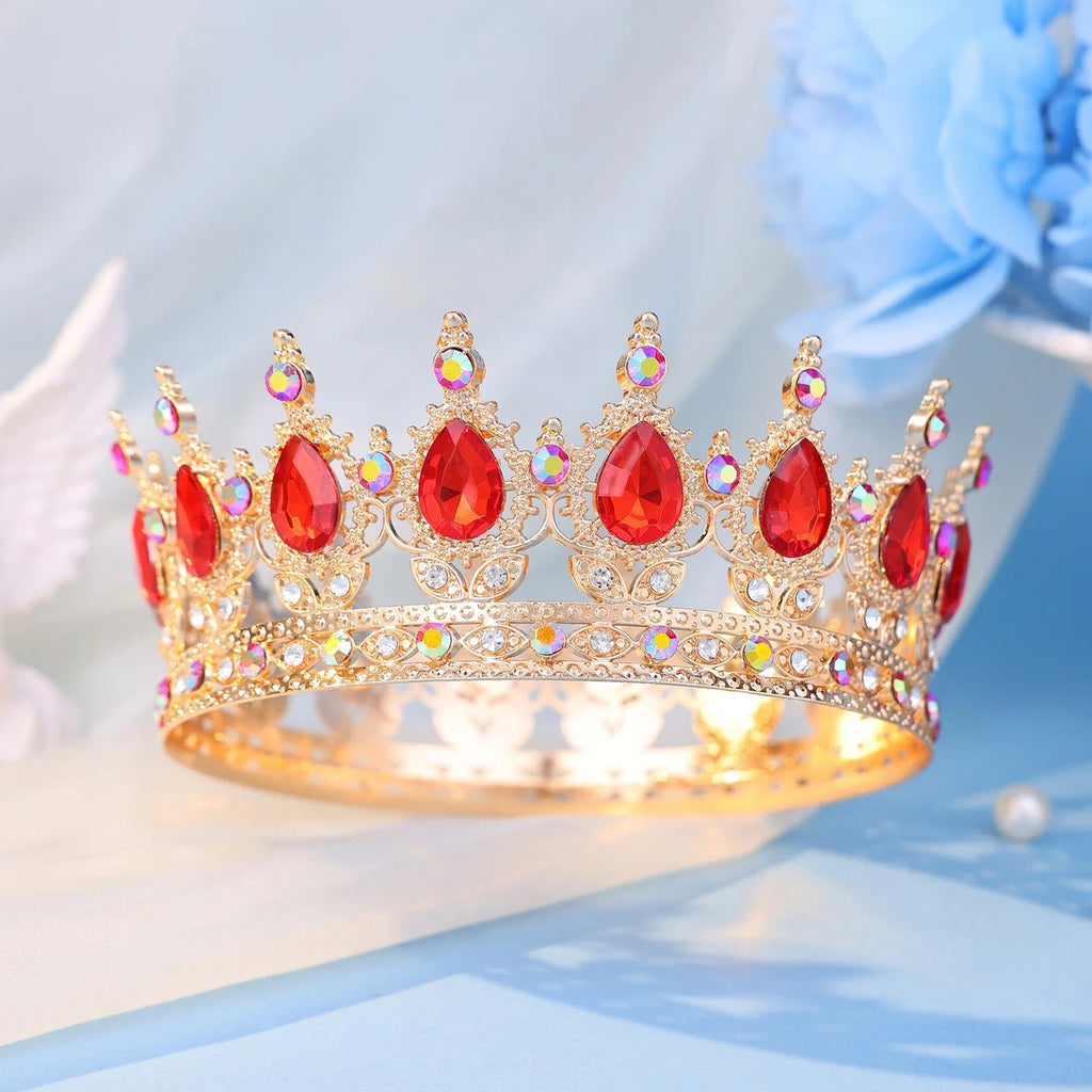 Baroque Round Crystal Tiaras And Crowns Headband Rhinestone Prom Diadem Crown Bridal Wedding Hair Accessories Jewelry Crown Gift - PrimeNest