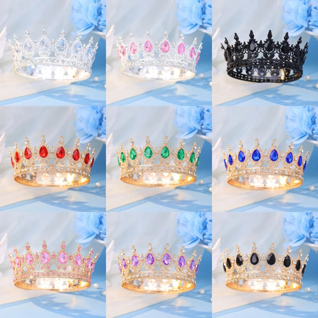Baroque Round Crystal Tiaras And Crowns Headband Rhinestone Prom Diadem Crown Bridal Wedding Hair Accessories Jewelry Crown Gift - PrimeNest