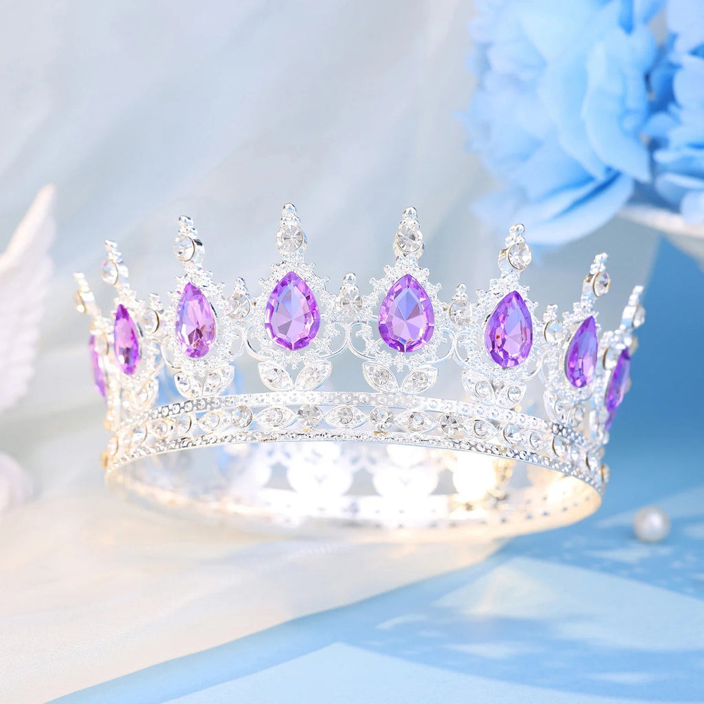 Baroque Round Crystal Tiaras And Crowns Headband Rhinestone Prom Diadem Crown Bridal Wedding Hair Accessories Jewelry Crown Gift - PrimeNest