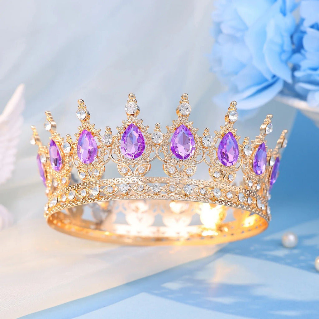 Baroque Round Crystal Tiaras And Crowns Headband Rhinestone Prom Diadem Crown Bridal Wedding Hair Accessories Jewelry Crown Gift - PrimeNest