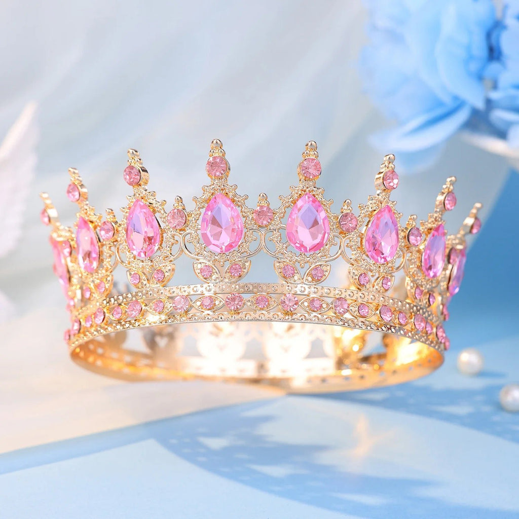 Baroque Round Crystal Tiaras And Crowns Headband Rhinestone Prom Diadem Crown Bridal Wedding Hair Accessories Jewelry Crown Gift - PrimeNest