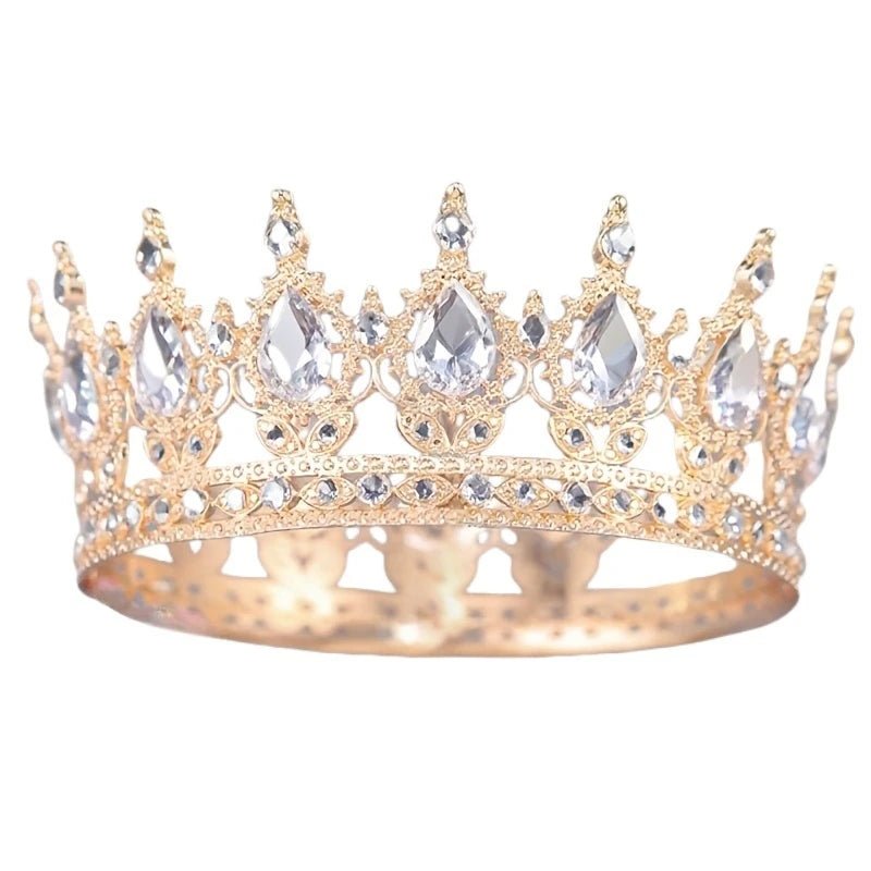 Baroque Round Crystal Tiaras And Crowns Headband Rhinestone Prom Diadem Crown Bridal Wedding Hair Accessories Jewelry Crown Gift - PrimeNest