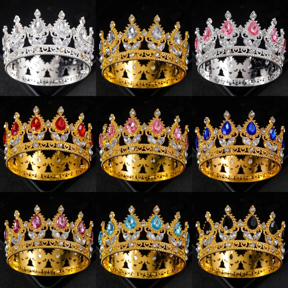 Baroque Round Crystal Tiaras And Crowns Rhinestone Prom Diadem Crown Bridal Wedding Hair Accessories Jewelry Crown Tiara Gift - PrimeNest