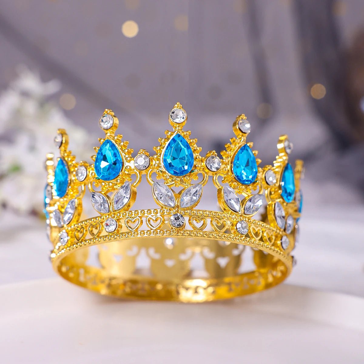Baroque Round Crystal Tiaras And Crowns Rhinestone Prom Diadem Crown Bridal Wedding Hair Accessories Jewelry Crown Tiara Gift - PrimeNest