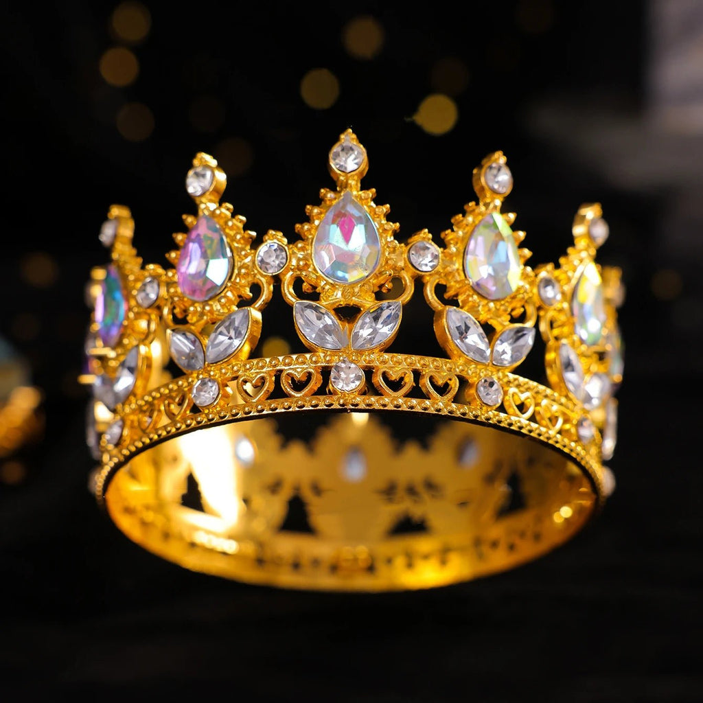 Baroque Round Crystal Tiaras And Crowns Rhinestone Prom Diadem Crown Bridal Wedding Hair Accessories Jewelry Crown Tiara Gift - PrimeNest