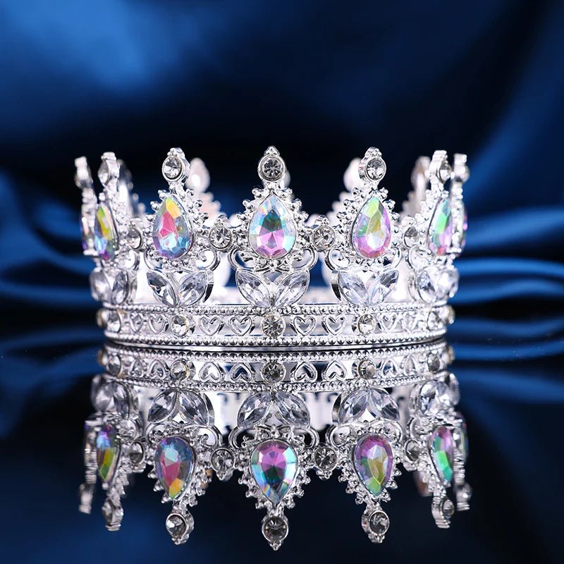 Baroque Round Crystal Tiaras And Crowns Rhinestone Prom Diadem Crown Bridal Wedding Hair Accessories Jewelry Crown Tiara Gift - PrimeNest