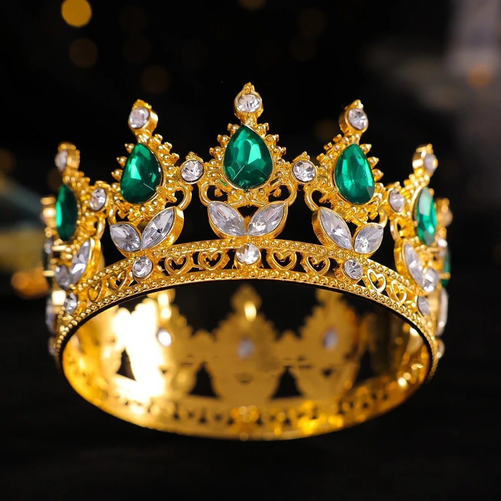 Baroque Round Crystal Tiaras And Crowns Rhinestone Prom Diadem Crown Bridal Wedding Hair Accessories Jewelry Crown Tiara Gift - PrimeNest