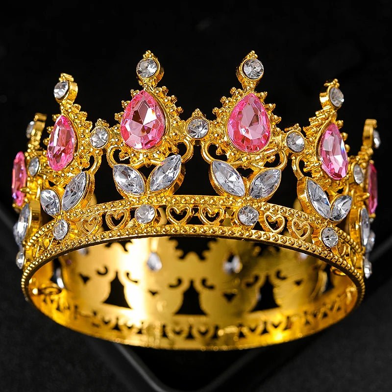 Baroque Round Crystal Tiaras And Crowns Rhinestone Prom Diadem Crown Bridal Wedding Hair Accessories Jewelry Crown Tiara Gift - PrimeNest