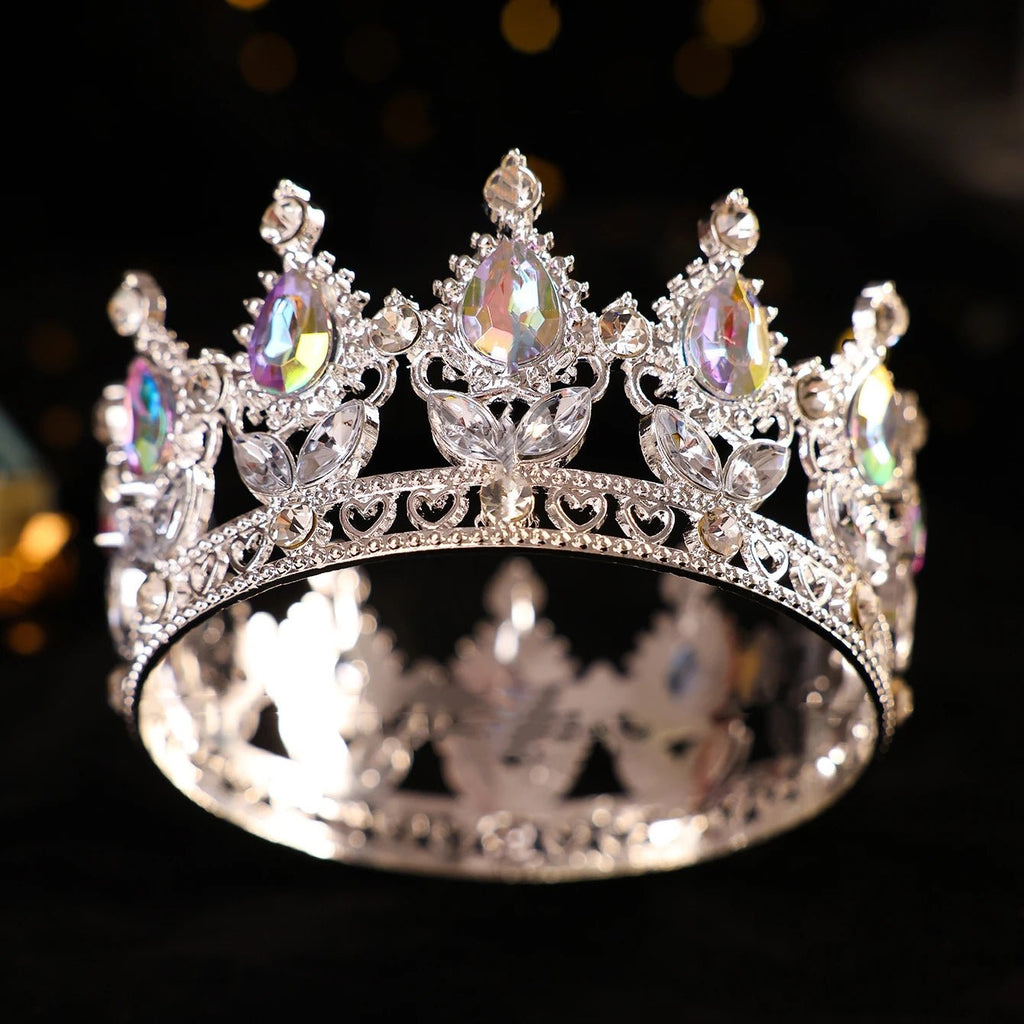 Baroque Round Crystal Tiaras And Crowns Rhinestone Prom Diadem Crown Bridal Wedding Hair Accessories Jewelry Crown Tiara Gift - PrimeNest