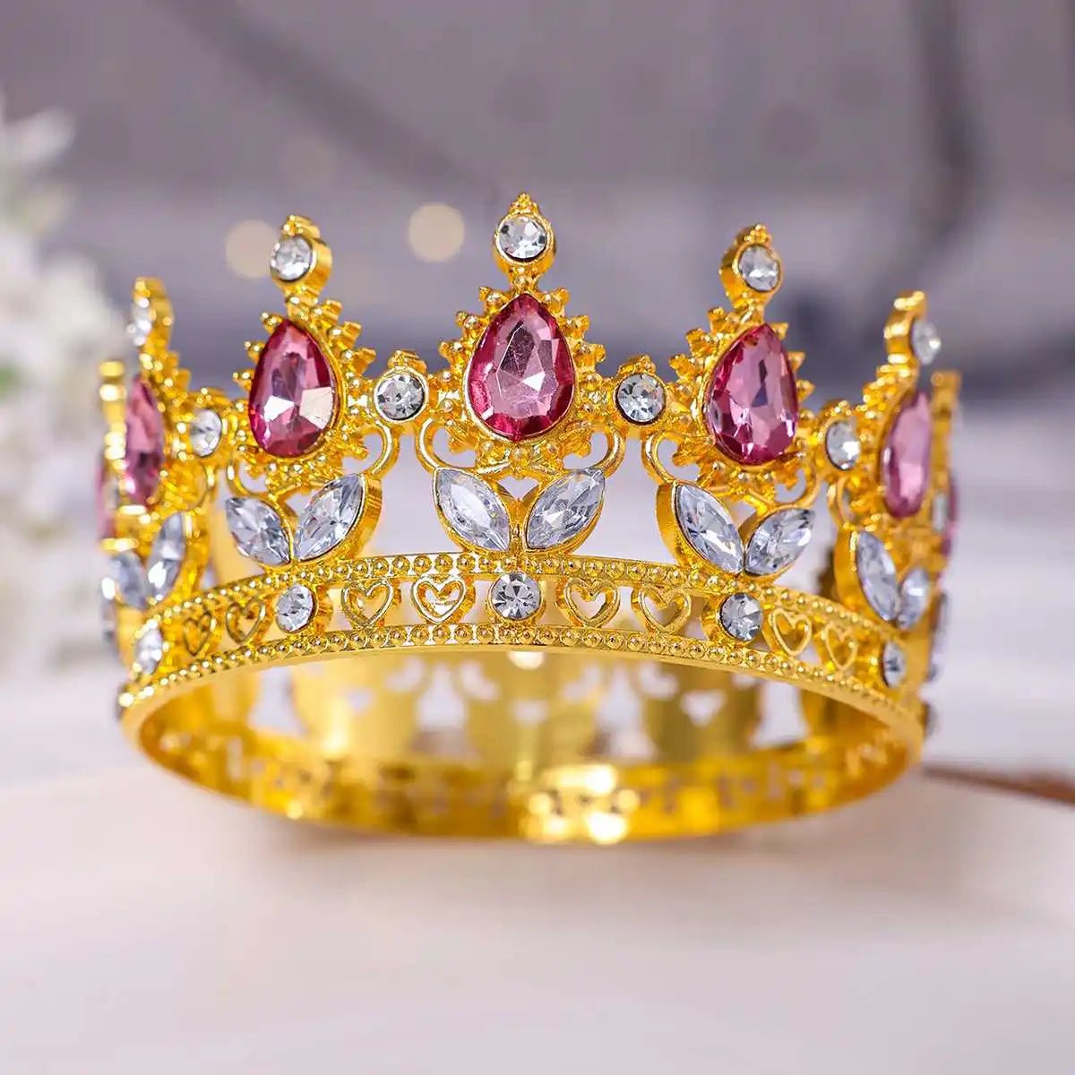 Baroque Round Crystal Tiaras And Crowns Rhinestone Prom Diadem Crown Bridal Wedding Hair Accessories Jewelry Crown Tiara Gift - PrimeNest