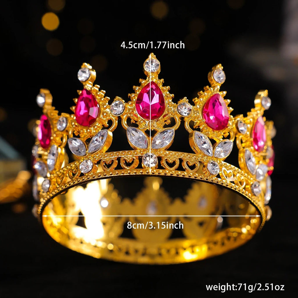 Baroque Round Crystal Tiaras And Crowns Rhinestone Prom Diadem Crown Bridal Wedding Hair Accessories Jewelry Crown Tiara Gift - PrimeNest