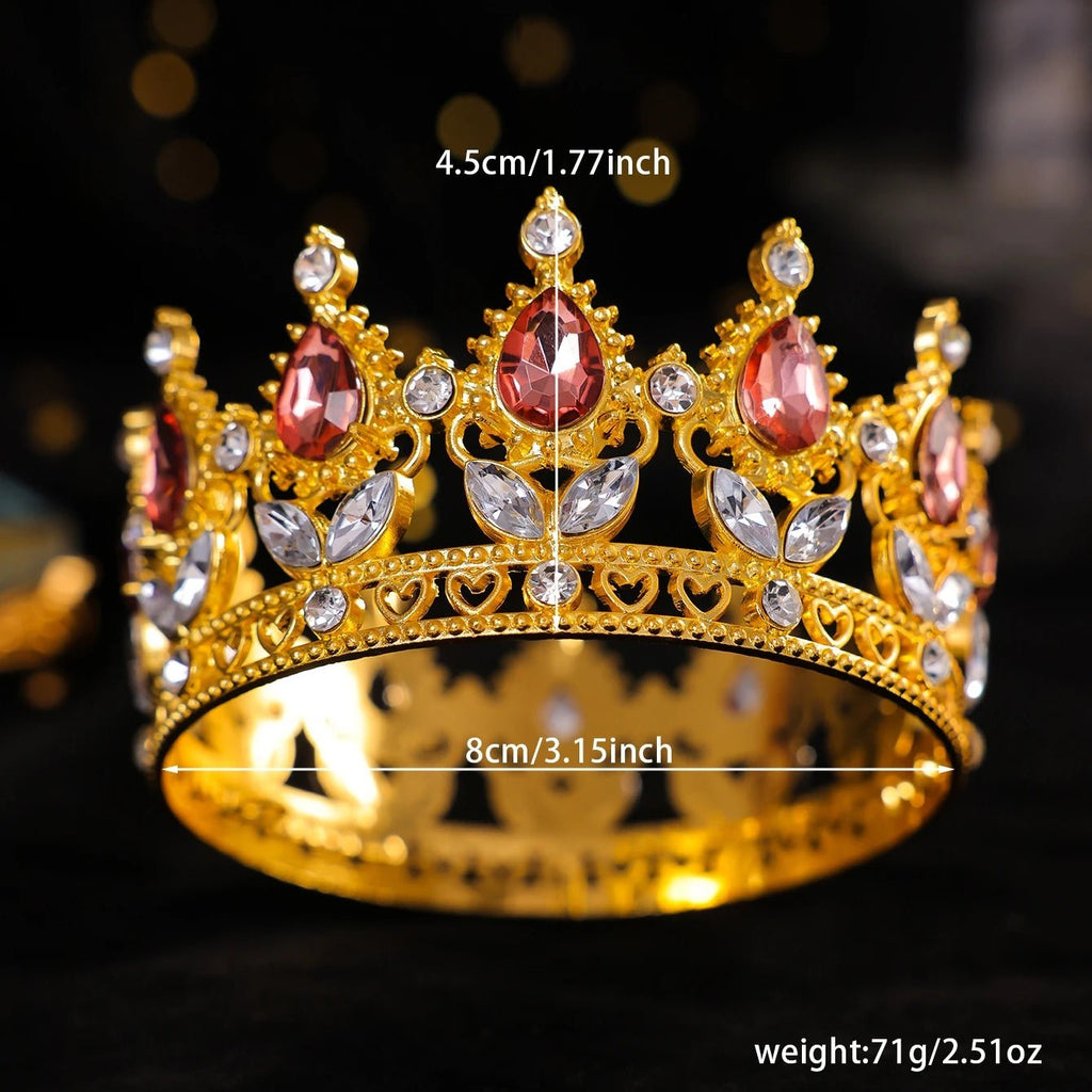 Baroque Round Crystal Tiaras And Crowns Rhinestone Prom Diadem Crown Bridal Wedding Hair Accessories Jewelry Crown Tiara Gift - PrimeNest