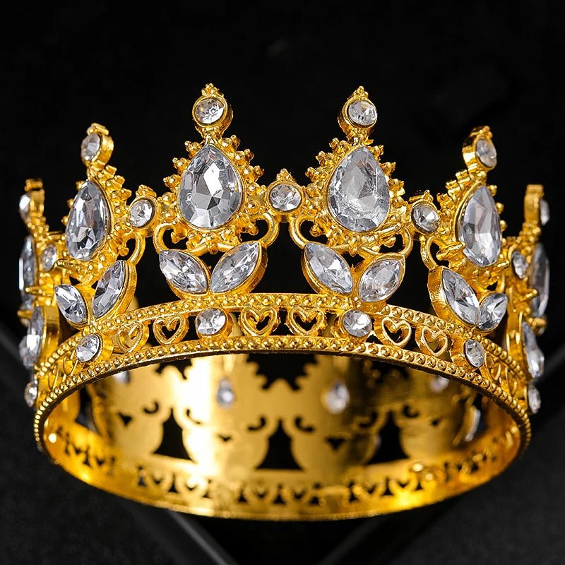 Baroque Round Crystal Tiaras And Crowns Rhinestone Prom Diadem Crown Bridal Wedding Hair Accessories Jewelry Crown Tiara Gift - PrimeNest