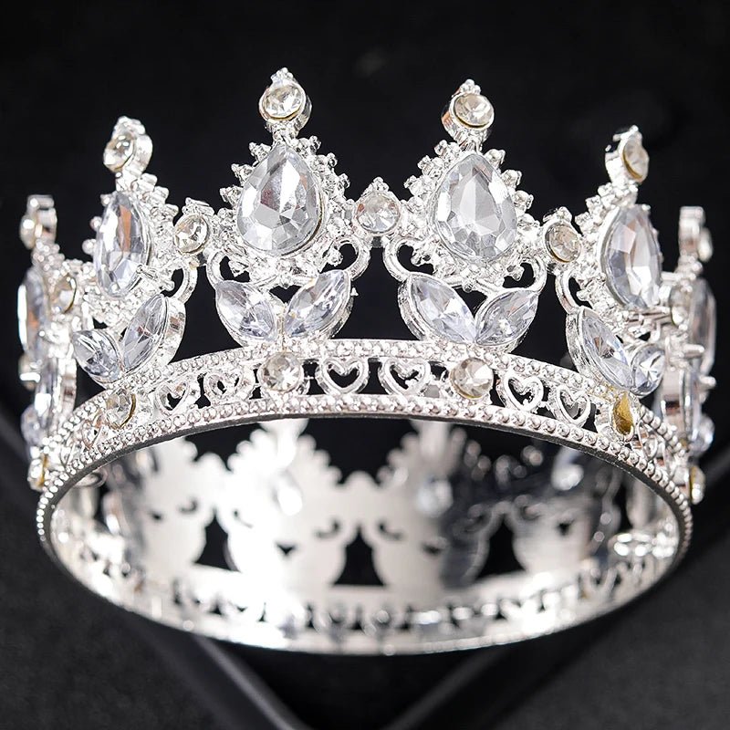 Baroque Round Crystal Tiaras And Crowns Rhinestone Prom Diadem Crown Bridal Wedding Hair Accessories Jewelry Crown Tiara Gift - PrimeNest