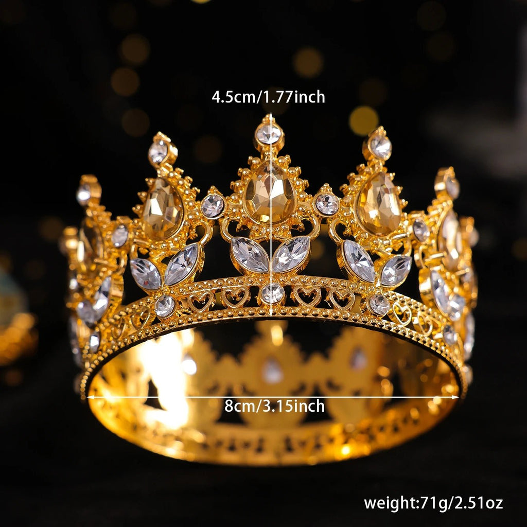 Baroque Round Crystal Tiaras And Crowns Rhinestone Prom Diadem Crown Bridal Wedding Hair Accessories Jewelry Crown Tiara Gift - PrimeNest