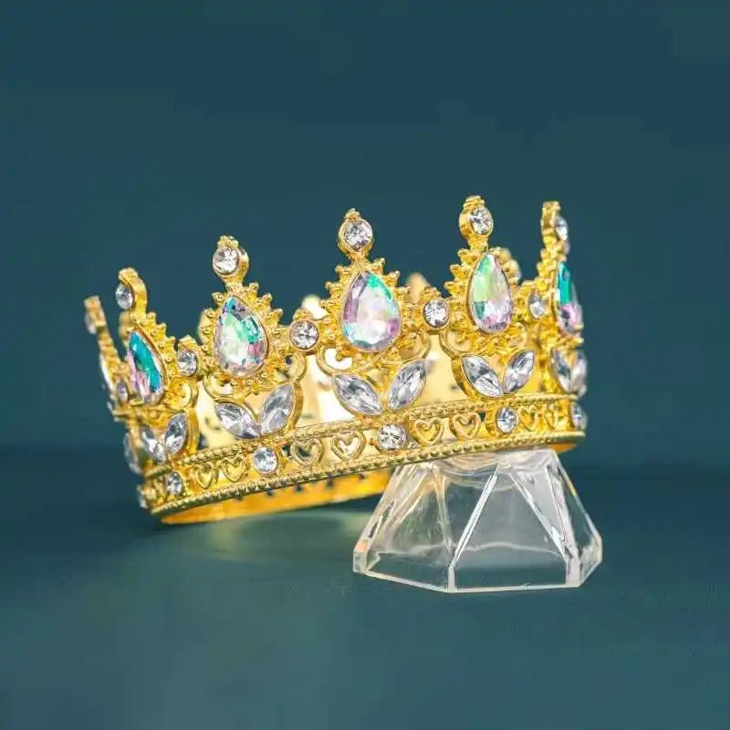 Baroque Round Crystal Tiaras And Crowns Rhinestone Prom Diadem Crown Bridal Wedding Hair Accessories Jewelry Crown Tiara Gift - PrimeNest