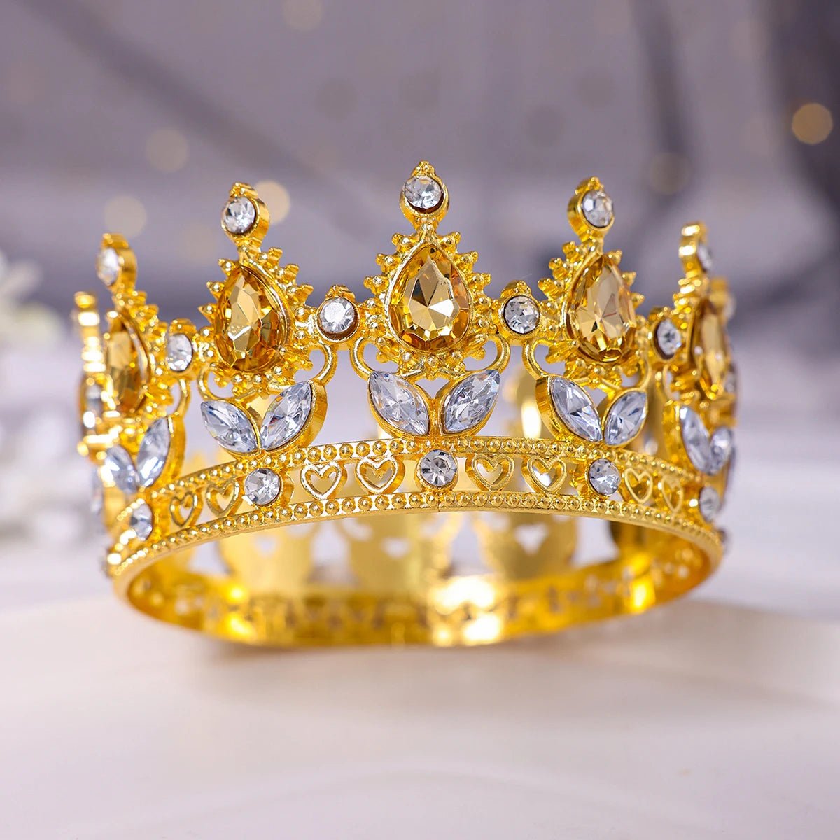 Baroque Round Crystal Tiaras And Crowns Rhinestone Prom Diadem Crown Bridal Wedding Hair Accessories Jewelry Crown Tiara Gift - PrimeNest