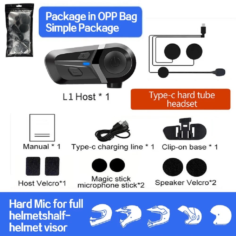 Bluetooth 5.3 Helmet Headset Wireless Hands-free Call Phone Kit Motorcycle Waterproof Earphone Music Player Speaker Moto - PrimeNest