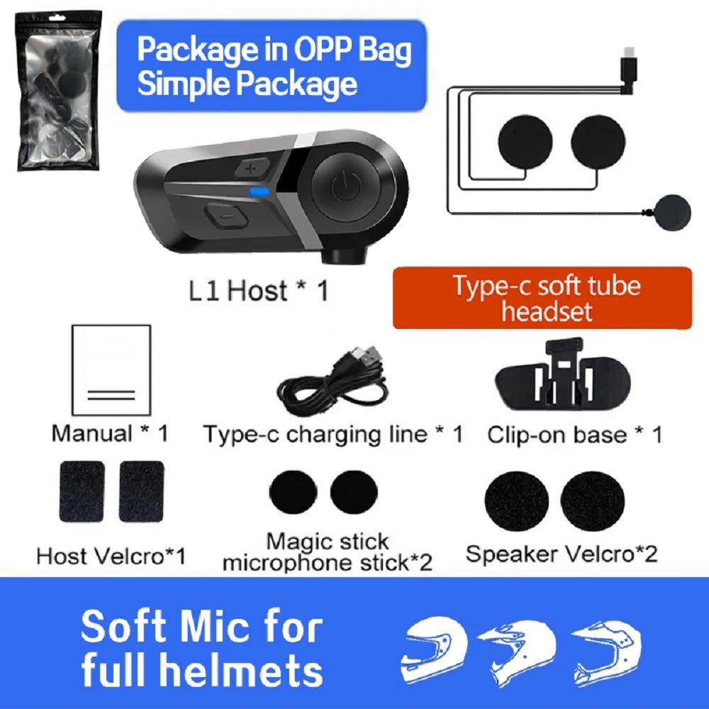 Bluetooth 5.3 Helmet Headset Wireless Hands-free Call Phone Kit Motorcycle Waterproof Earphone Music Player Speaker Moto - PrimeNest