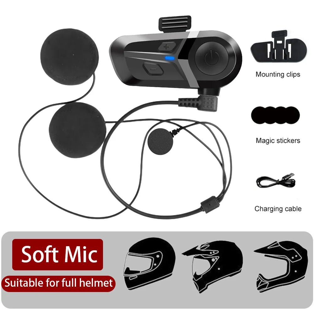 Bluetooth 5.3 Helmet Headset Wireless Hands-free Call Phone Kit Motorcycle Waterproof Earphone Music Player Speaker Moto - PrimeNest