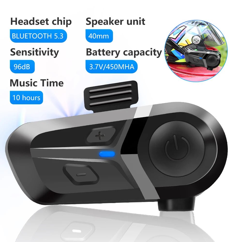 Bluetooth 5.3 Helmet Headset Wireless Hands-free Call Phone Kit Motorcycle Waterproof Earphone Music Player Speaker Moto - PrimeNest