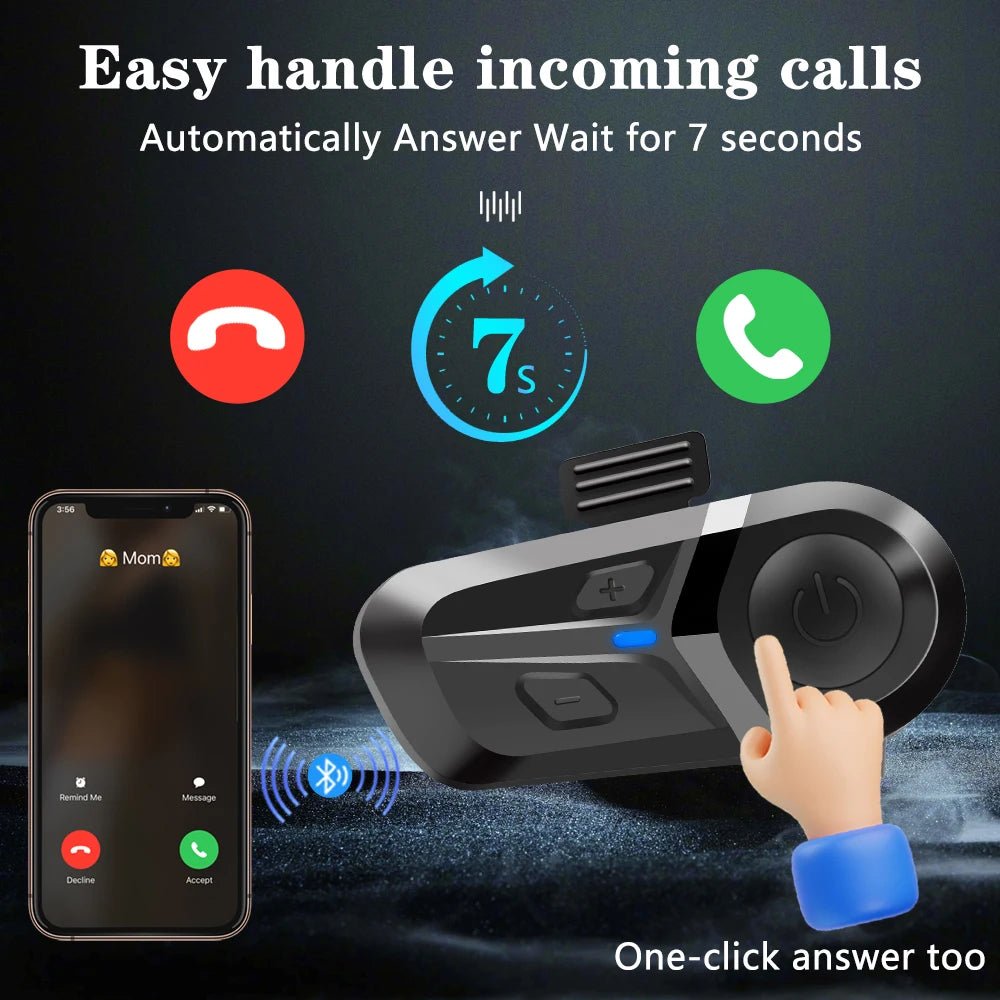 Bluetooth 5.3 Helmet Headset Wireless Hands-free Call Phone Kit Motorcycle Waterproof Earphone Music Player Speaker Moto - PrimeNest