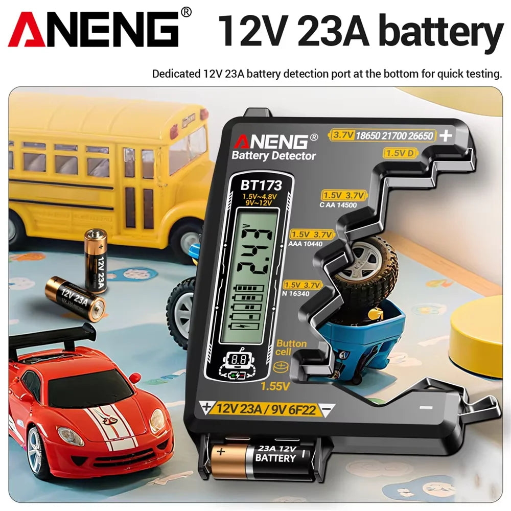 ANENG BT173 Battery Voltage Digital Display Tester Portable Universal High Precision 12V 23A/9V 6F22 Button Cell Detection Tools