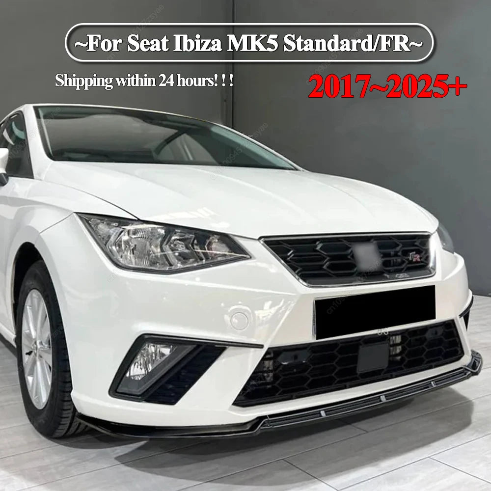 Car Front Bumper Lip Diffuser Splitter For Seat Ibiza MK5 Standard/FR 2017-2024+ Canard Spoiler ABS Gloss Black Body Kit Tuning - PrimeNest