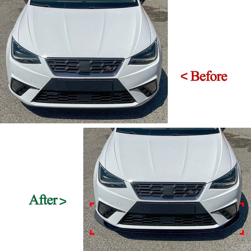 Car Front Bumper Lip Diffuser Splitter For Seat Ibiza MK5 Standard/FR 2017-2024+ Canard Spoiler ABS Gloss Black Body Kit Tuning - PrimeNest
