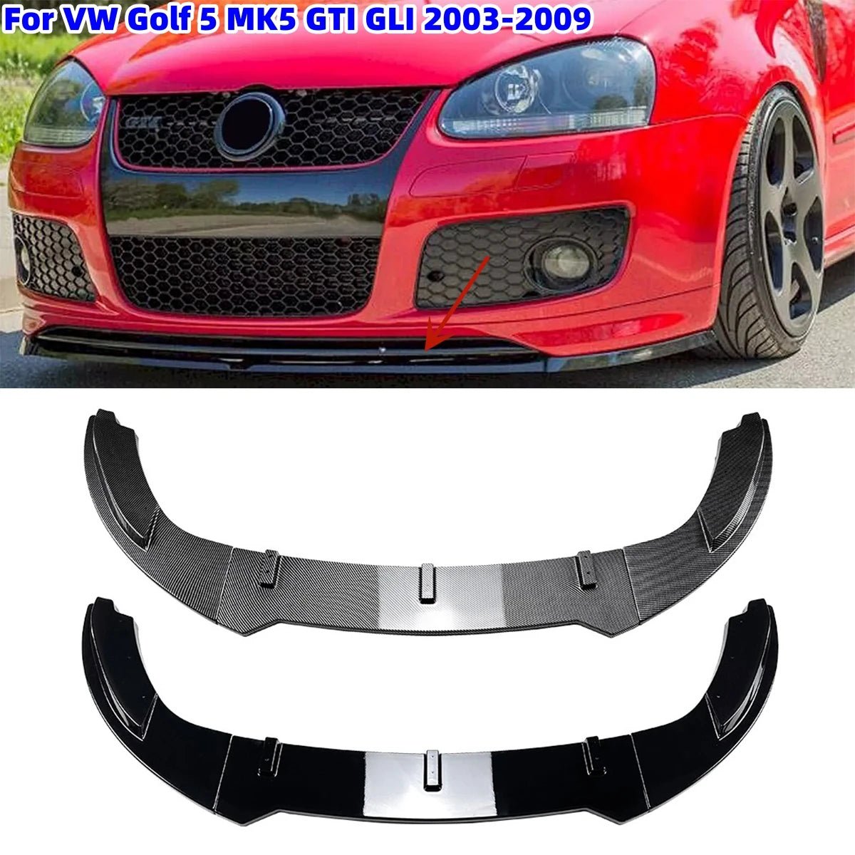 Car Front Bumper Lip Spoiler For VW Golf 5 MK5 GTI Jetta MK5 GLI 2003-2009 Diffuser Splitter Body Kit Lower Bumper Protector - PrimeNest