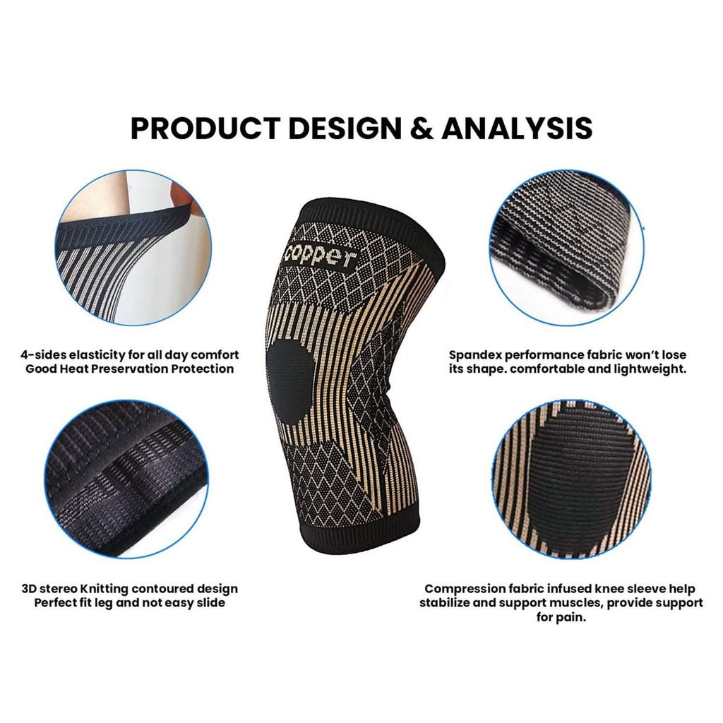 Copper Breathable Recovery Knee Support Brace Sleeve - PrimeNest