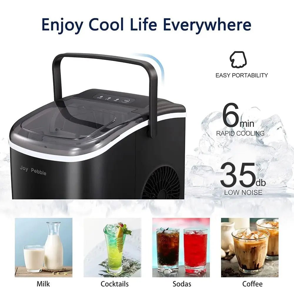 Countertop Ice Maker Portable Ice hine with Handle,Sel-Cleaning Ice Makers, 26Lbs/24H, Cubes in 6 Mins or Home Kitchen Bar - PrimeNest