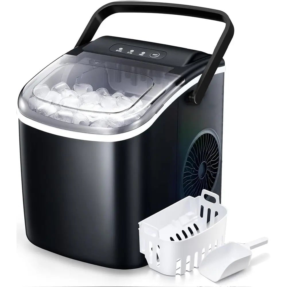 Countertop Ice Maker Portable Ice hine with Handle,Sel-Cleaning Ice Makers, 26Lbs/24H, Cubes in 6 Mins or Home Kitchen Bar - PrimeNest