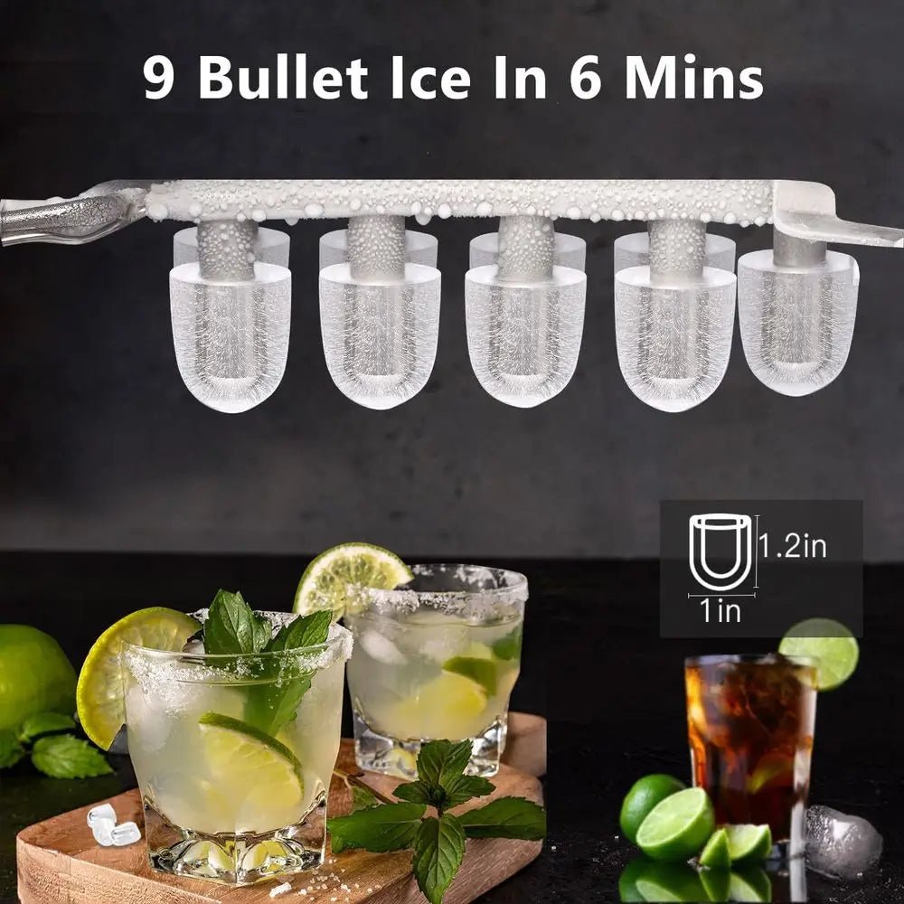 Countertop Ice Maker Portable Ice hine with Handle,Sel-Cleaning Ice Makers, 26Lbs/24H, Cubes in 6 Mins or Home Kitchen Bar - PrimeNest