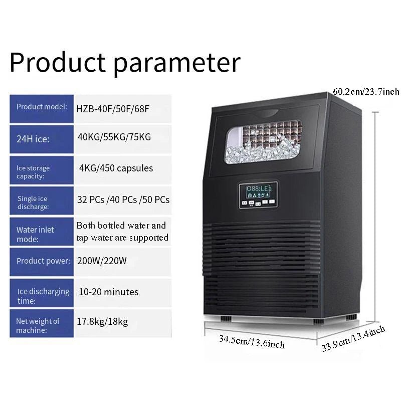Countertop Ice Makers Stainless Steel Housing Auto Self-Cleaning With Ice Bags And Ice Scoop Kitchen Office And More - PrimeNest