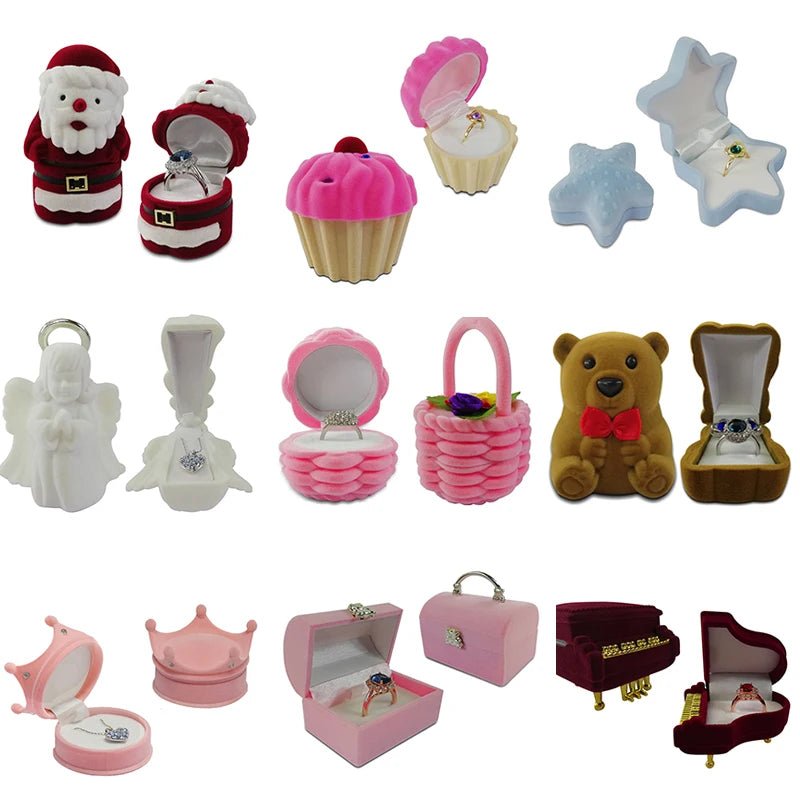 Creative Velvet Jewelry Box Mini Container Ring Box Earrings Rings Storage Box Small Accessories Display Gift Box - PrimeNest