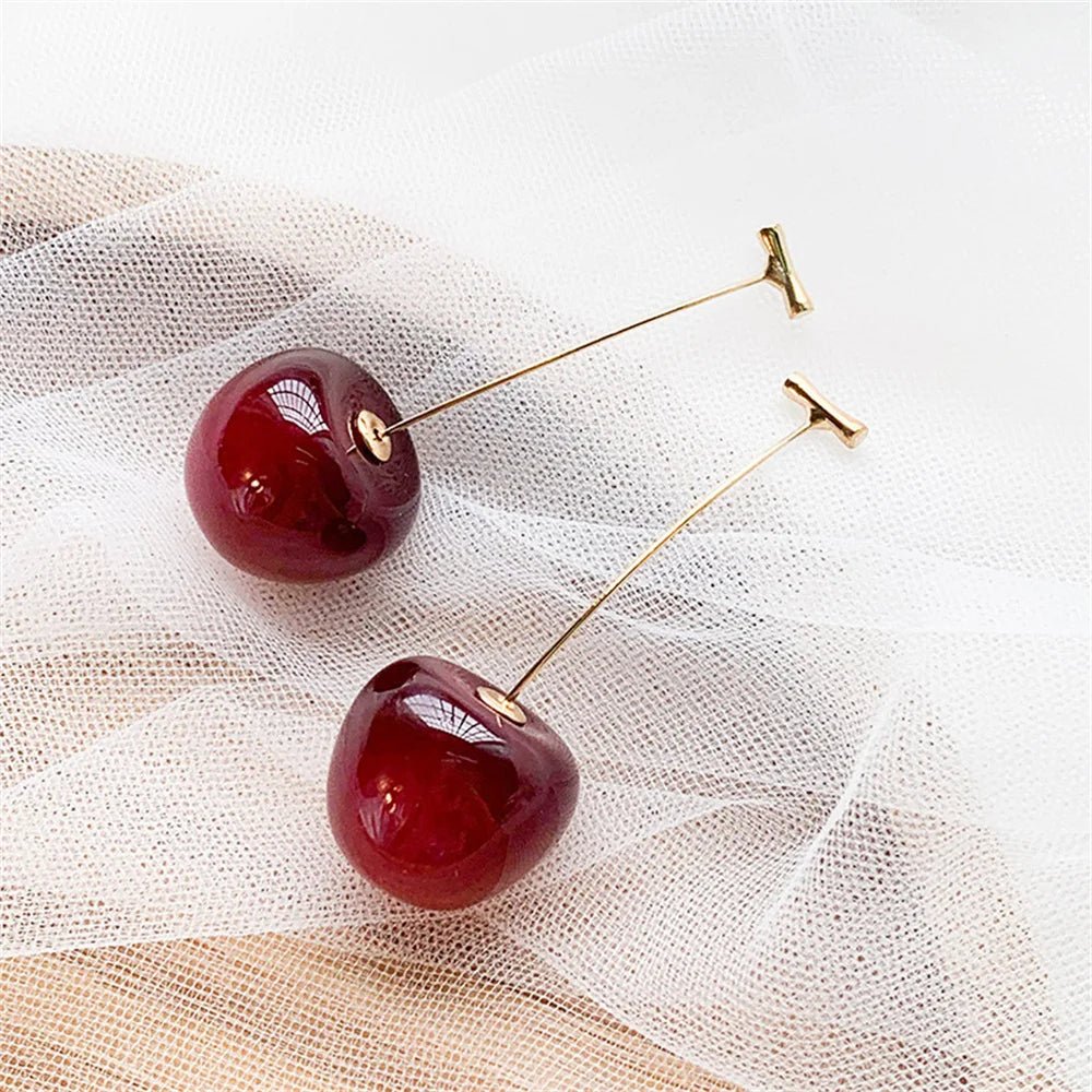 Cute Cherry Fruit Acrylic Earrings Fashionable Resin Cherry Earrings For Women Kpop Jewelry Trendy Accessories - PrimeNest