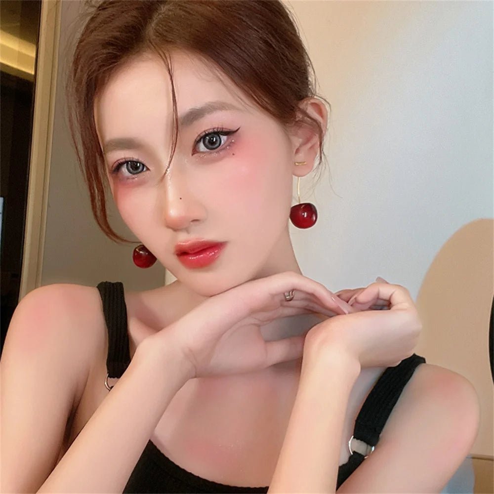 Cute Cherry Fruit Acrylic Earrings Fashionable Resin Cherry Earrings For Women Kpop Jewelry Trendy Accessories - PrimeNest