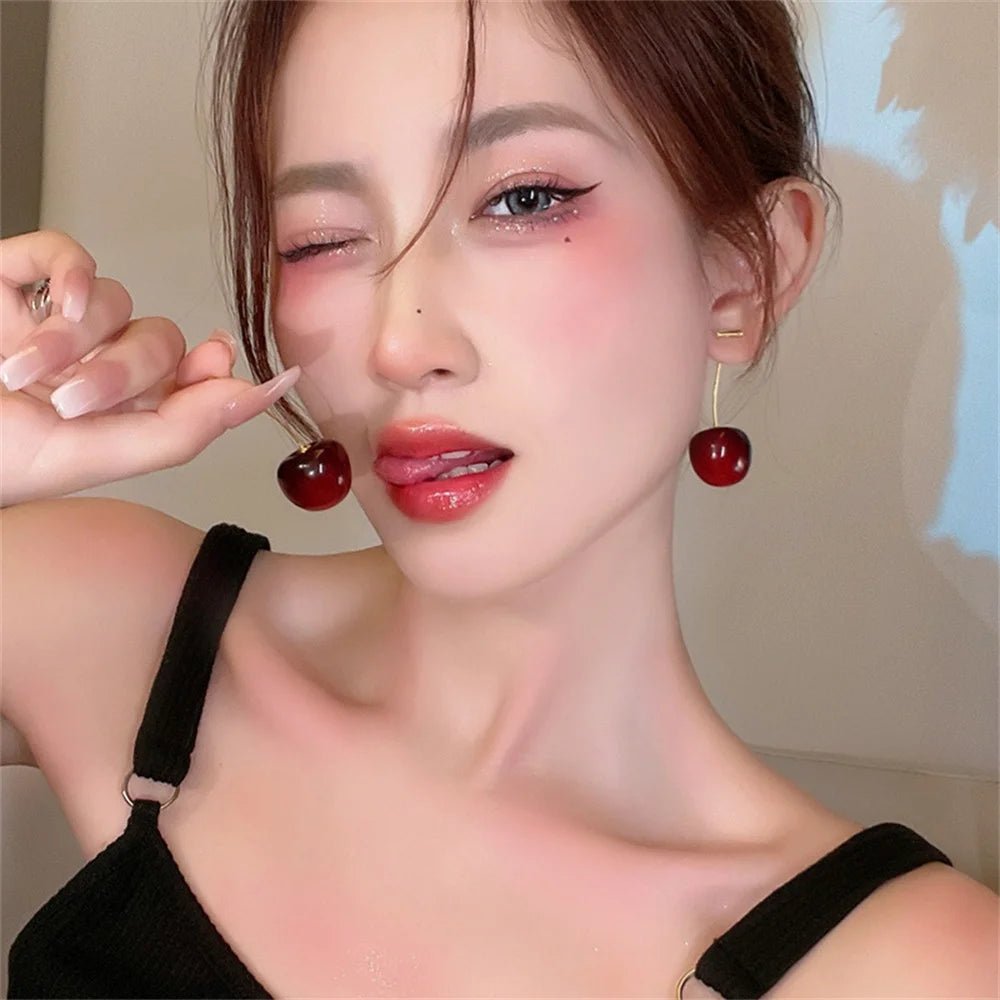 Cute Cherry Fruit Acrylic Earrings Fashionable Resin Cherry Earrings For Women Kpop Jewelry Trendy Accessories - PrimeNest