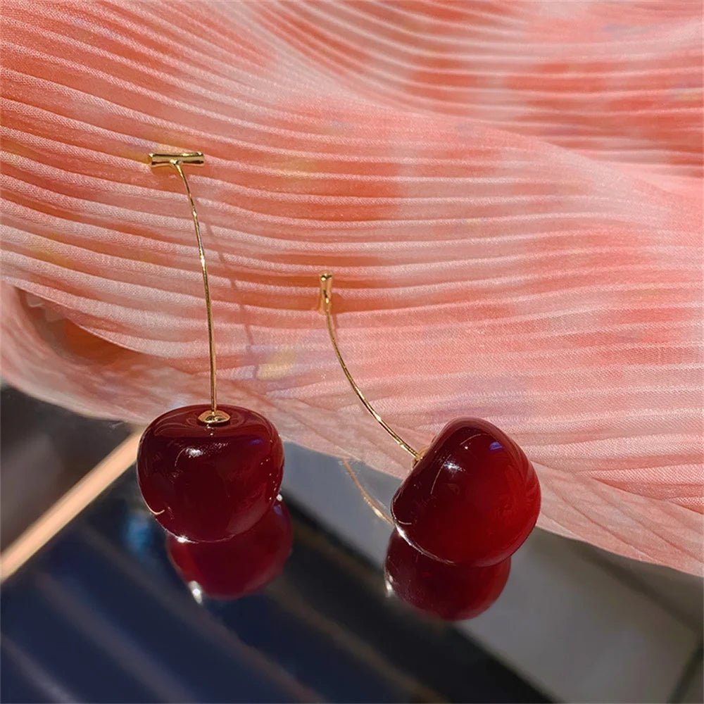 Cute Cherry Fruit Acrylic Earrings Fashionable Resin Cherry Earrings For Women Kpop Jewelry Trendy Accessories - PrimeNest