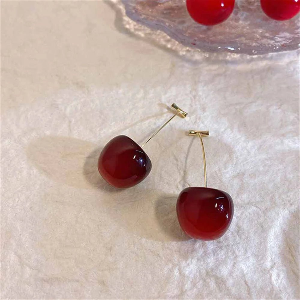 Cute Cherry Fruit Acrylic Earrings Fashionable Resin Cherry Earrings For Women Kpop Jewelry Trendy Accessories - PrimeNest