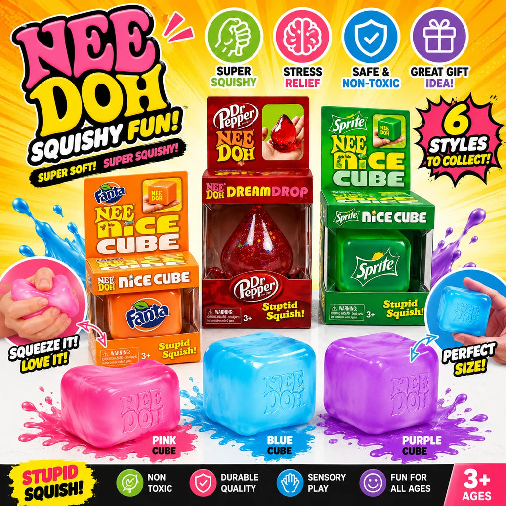 Trending Nee Doh Jellyfish & Cube Squish Toy, Soft Jelly Squeeze Stress Relief Fidget Toy, Sensory NeeDoh for Kids & Adults