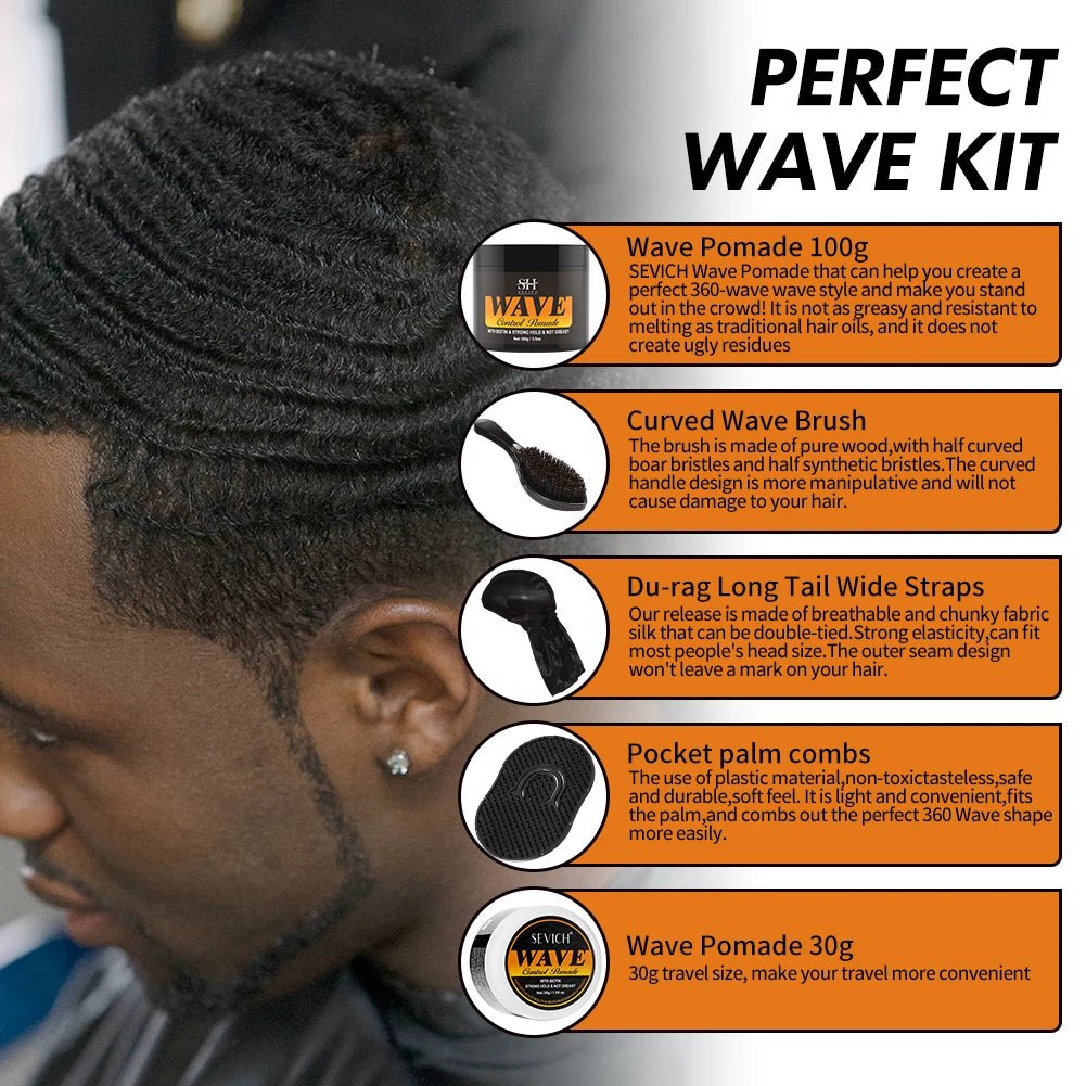 Deep Wave Control Pomade 360 Biotin Sport Strong Hold Wave Hair Gel With Brush Wavy Hair Oil Shampoo Conditioner Styling Care - PrimeNest