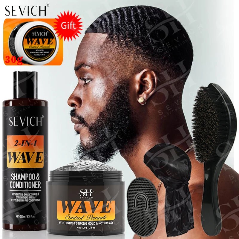 Deep Wave Control Pomade 360 Biotin Sport Strong Hold Wave Hair Gel With Brush Wavy Hair Oil Shampoo Conditioner Styling Care - PrimeNest