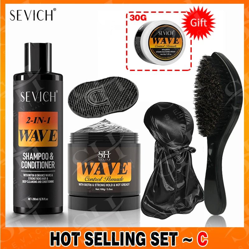 Deep Wave Control Pomade 360 Biotin Sport Strong Hold Wave Hair Gel With Brush Wavy Hair Oil Shampoo Conditioner Styling Care - PrimeNest